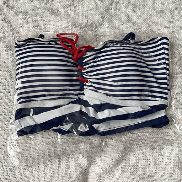 Ralph Lauren Stripe Bandeaukini W/ Removable Strap Size 14 - Picture 13 of 13